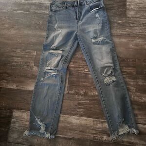 Women's Distressed Gray Skinny Jeans